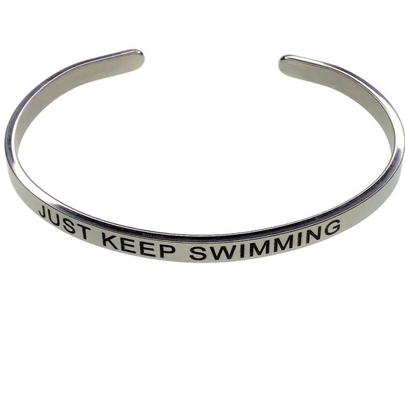 Jude Jewelry Jewelry - Just Keep Swimming Stainless Steel Engraved Cuff